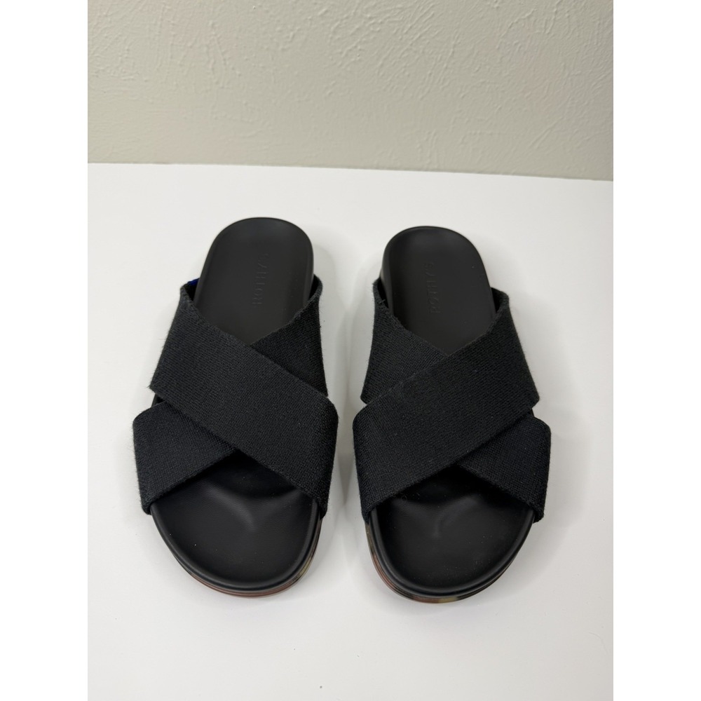 Rothys The Weekend Slides Womens 7 Black Cross Strap Comfort Sandals Shoes